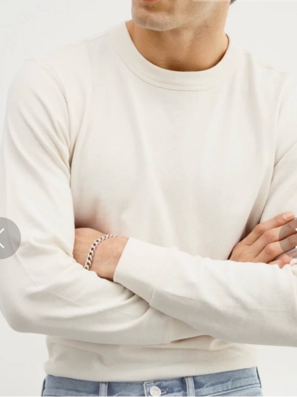 LN AYR Men's The O Heavy Long Sleeve Crewneck in oyster White